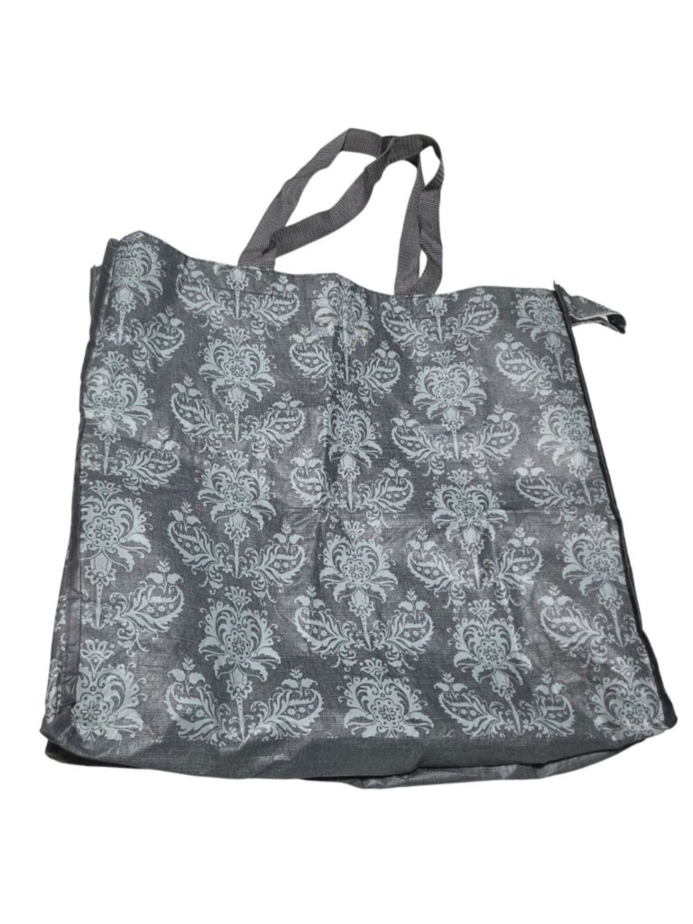 HomeGoods Gray Damask Reusable Shopping Tote Bag Handles Eco Friendly Recycle